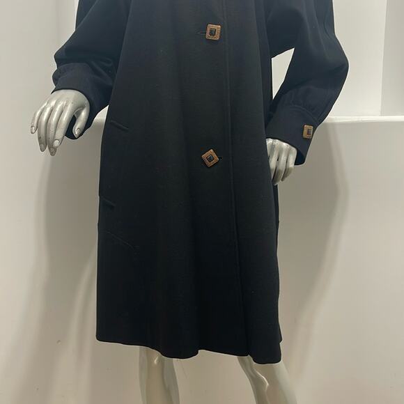 PORTRAIT Mid Length Vintage Wool Coat Black Size 10 - Picture 6 of 14